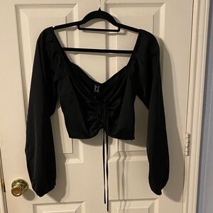 Forever 21 Black Lace-Up Blouse